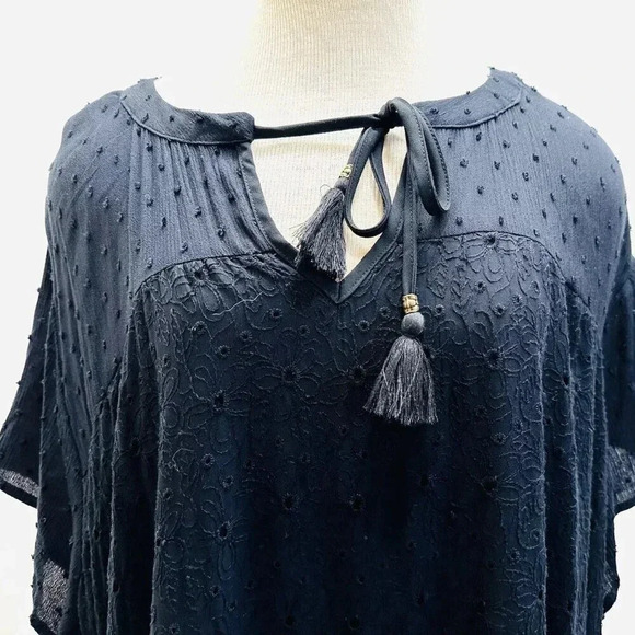 NWT SONOMA Women Short Sleeve Pullover Keyhole Neck Lined Black Maxi Dress Sz 4X - Picture 7 of 12